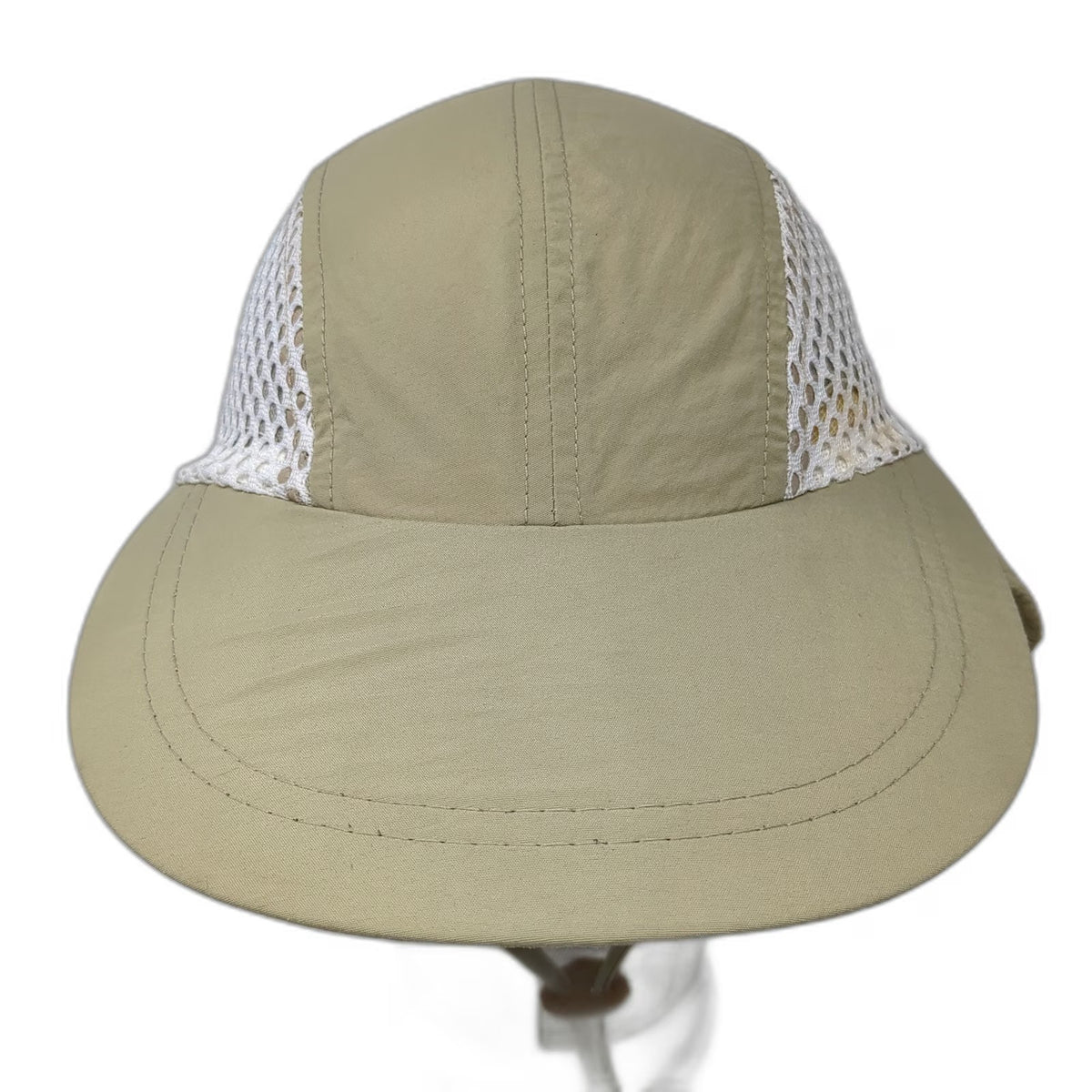 Orvis Baseball Cap Beige Mesh Sun Cape Neck Flap Hat Green Underbrim Vintage