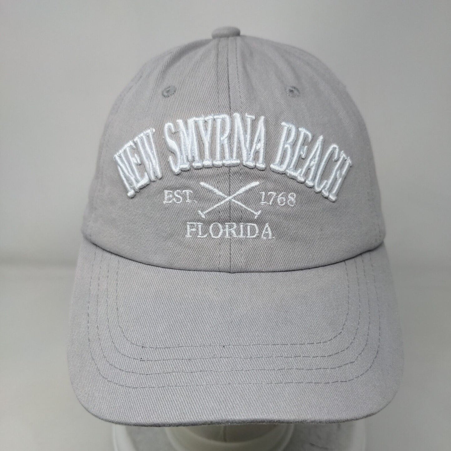 New Smyrna Beach Florida Strapback Hat Gray One Size Embroidered
