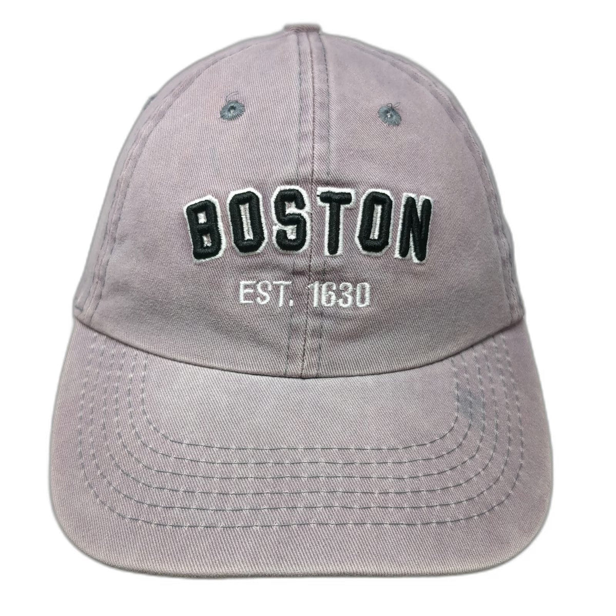 Boston Est 1630 Baseball Cap Gray One Size Embroidered Cotton Slideback Hat