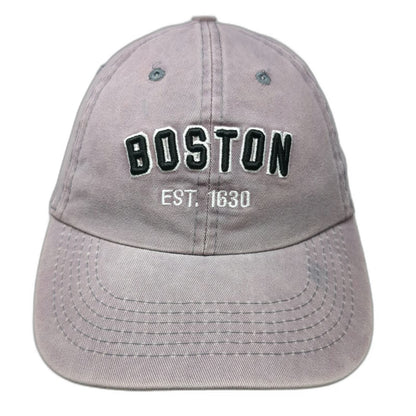 Boston Est 1630 Baseball Cap Gray One Size Embroidered Cotton Slideback Hat