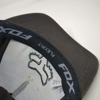 Fox 5 Panel Brown M Hat Flexfit Stretch Fit Embroidered Logo Fitted Cotton