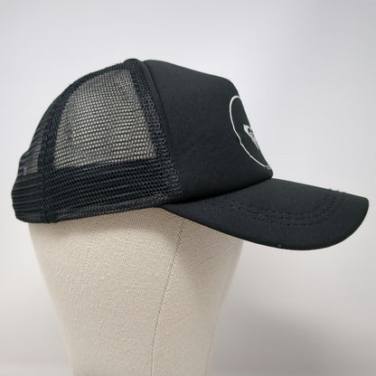 Roxy Trucker Hat Black One Size Mesh Back Snapback Logo Adjustable Surf Beach