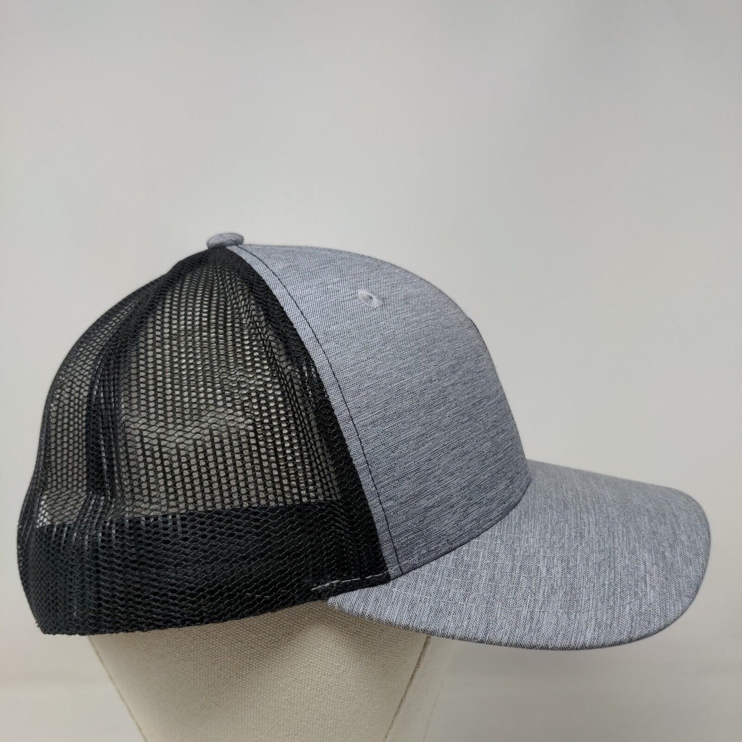 Channel Leather Patch Snapback Mesh Back Trucker Hat Gray OSFM 6 Panel