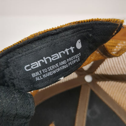 Carhartt Trucker Hat Brown One Size Mesh Snapback Embroidered Logo Workwear Cap