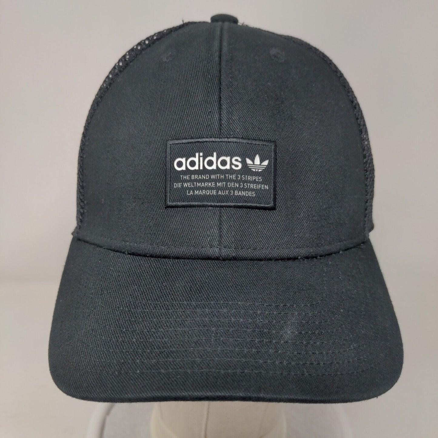 Adidas Snapback Trucker Hat Black OSFM Adjustable Mesh Back Vented Holes