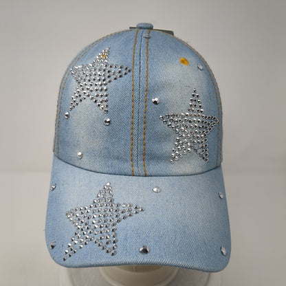 Bedazzled Star Slideback Hat Blue OS Adjustable Rhinestone W/Tags Von Boyage