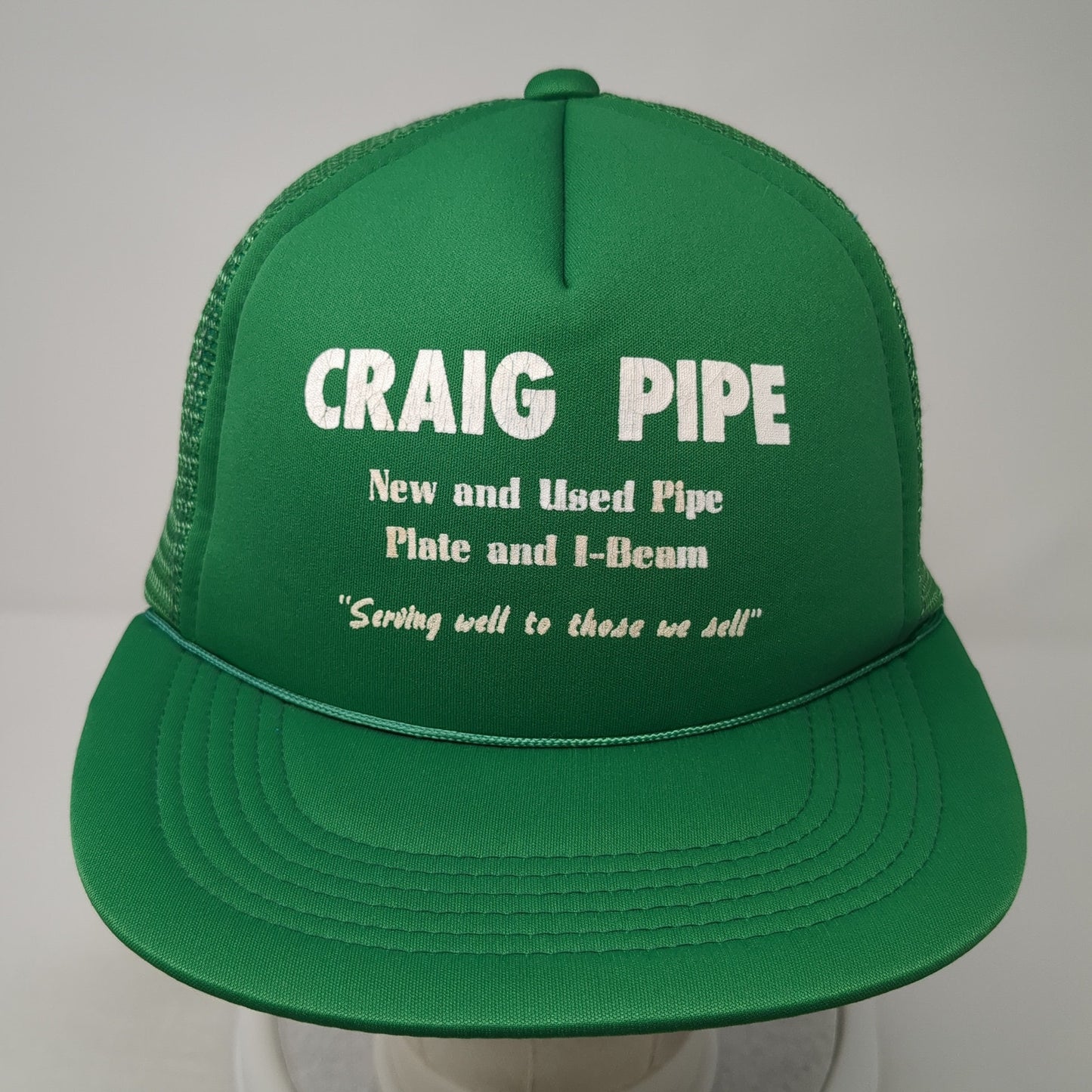 Craig Pipe Snapback Rope Trucker Hat Green One Size Mesh Back Outdoor