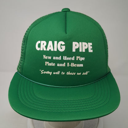 Craig Pipe Snapback Rope Trucker Hat Green One Size Mesh Back Outdoor