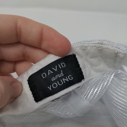 David And Young Snapback Mesh Back Trucker Hat White One Size Embroidered