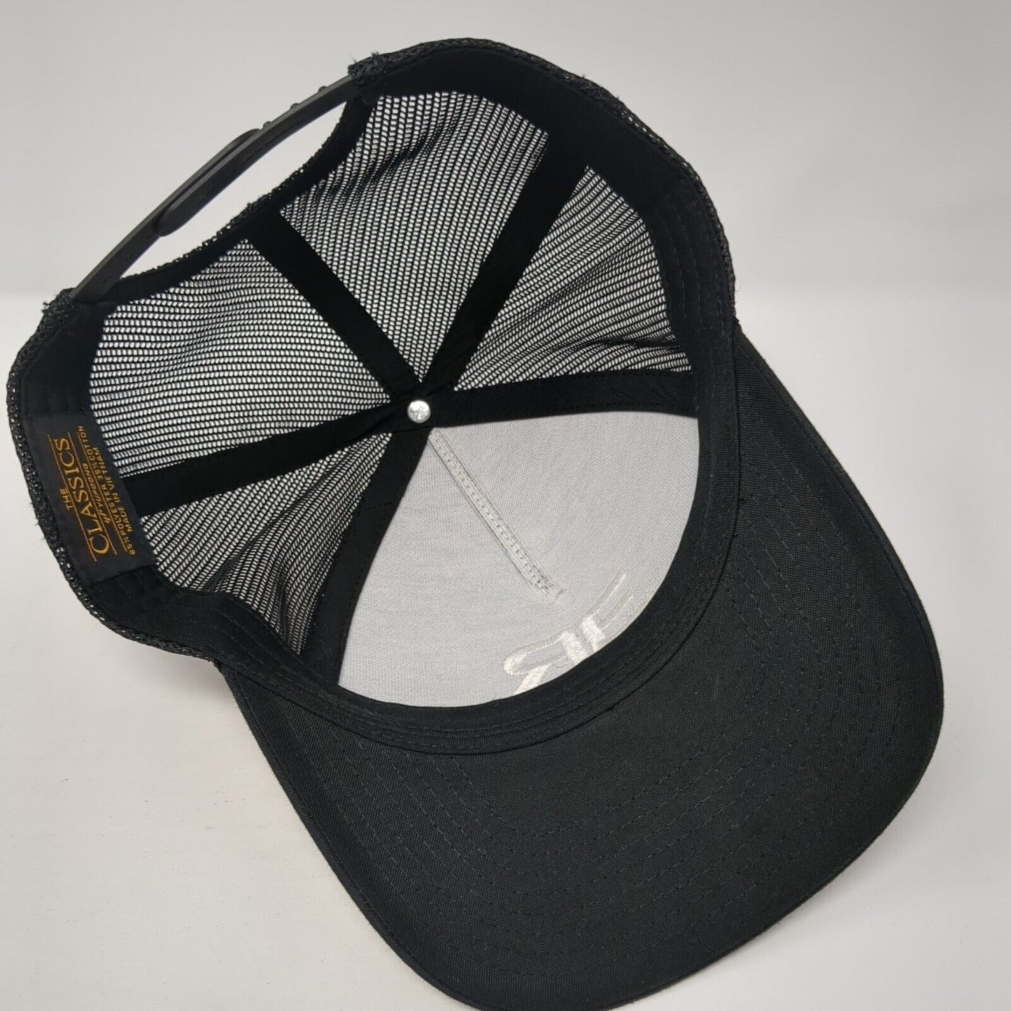 ER Snapback Trucker Hat Black One Size Adjustable Mesh Back Classics Yupoong