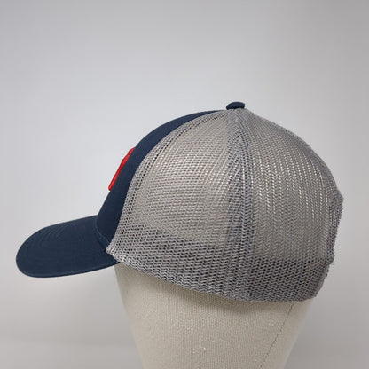 Cap America Snapback Trucker Hat Blue One Size Adjustable Embroidered Mesh Back