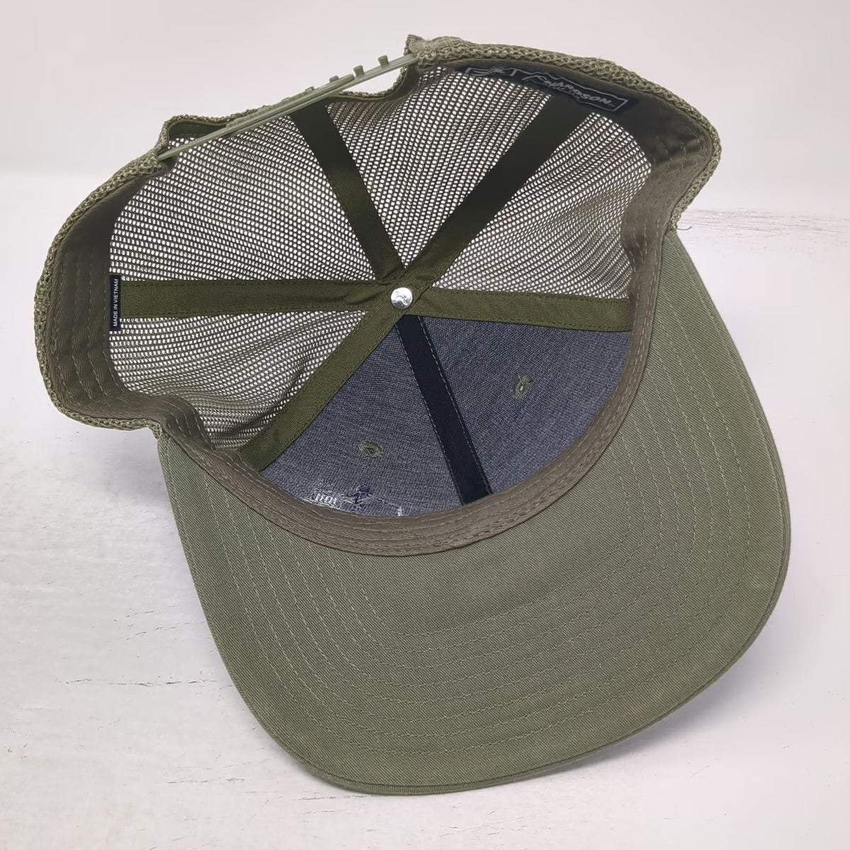 Richardson Trucker Hat Green OSFM Snapback Mesh Merrick Construction Logo 112
