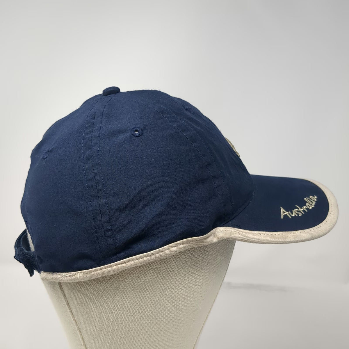 Blue One Size Baseball Cap Australia Kangaroo Embroidered Piping Script Hat