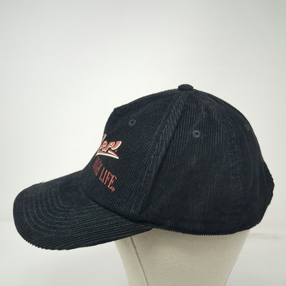 American Needle Miller High Life 5 Panel Black Hat One Size Corduroy Snapback