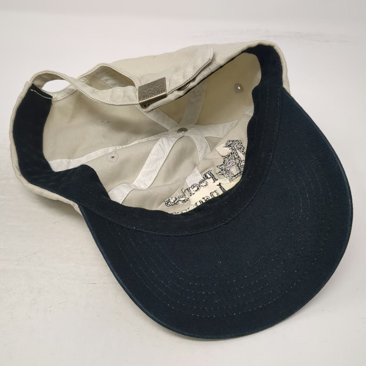 Port Authority Peerless Insurance Baseball Cap Beige Blue One Size Slideback Hat