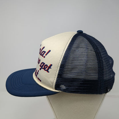 Lost Enterprises Trucker Hat Blue One Size Hola Now Get Lost Graphic Mesh