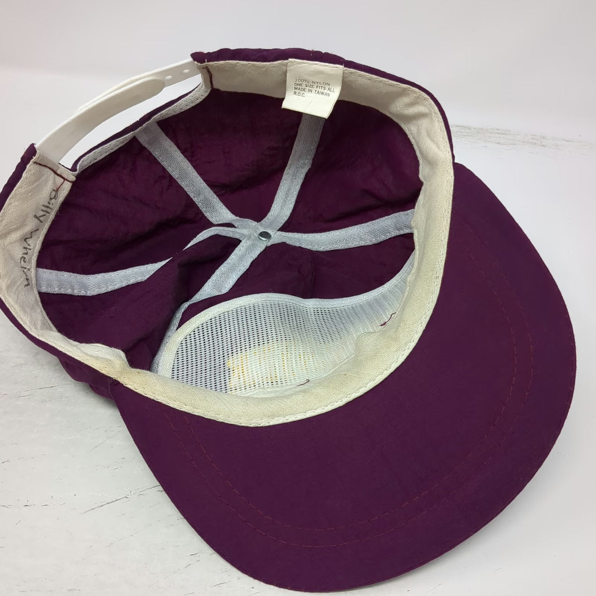 Rochester New York 5 Panel Purple Yellow White Hat Nylon Snapback Vintage