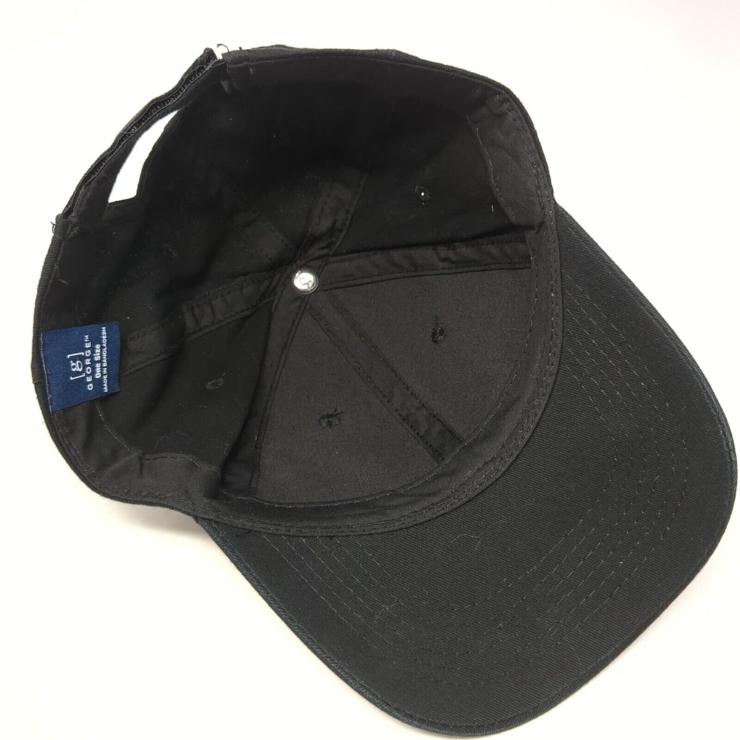 George Strapback Hat Black One Size Adjustable Vented Holes 6 Panel Blank