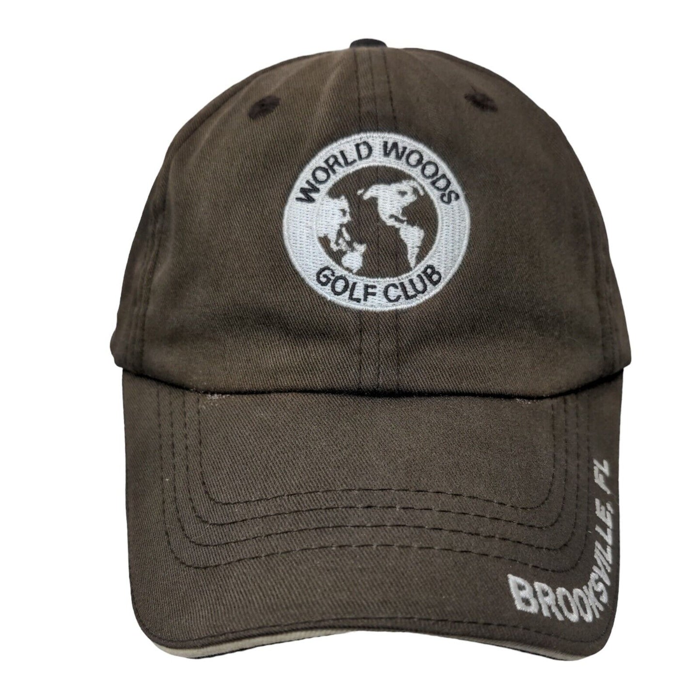 World Woods Golf Club Slideback Hat Brown OSFA Tom Fazio Design