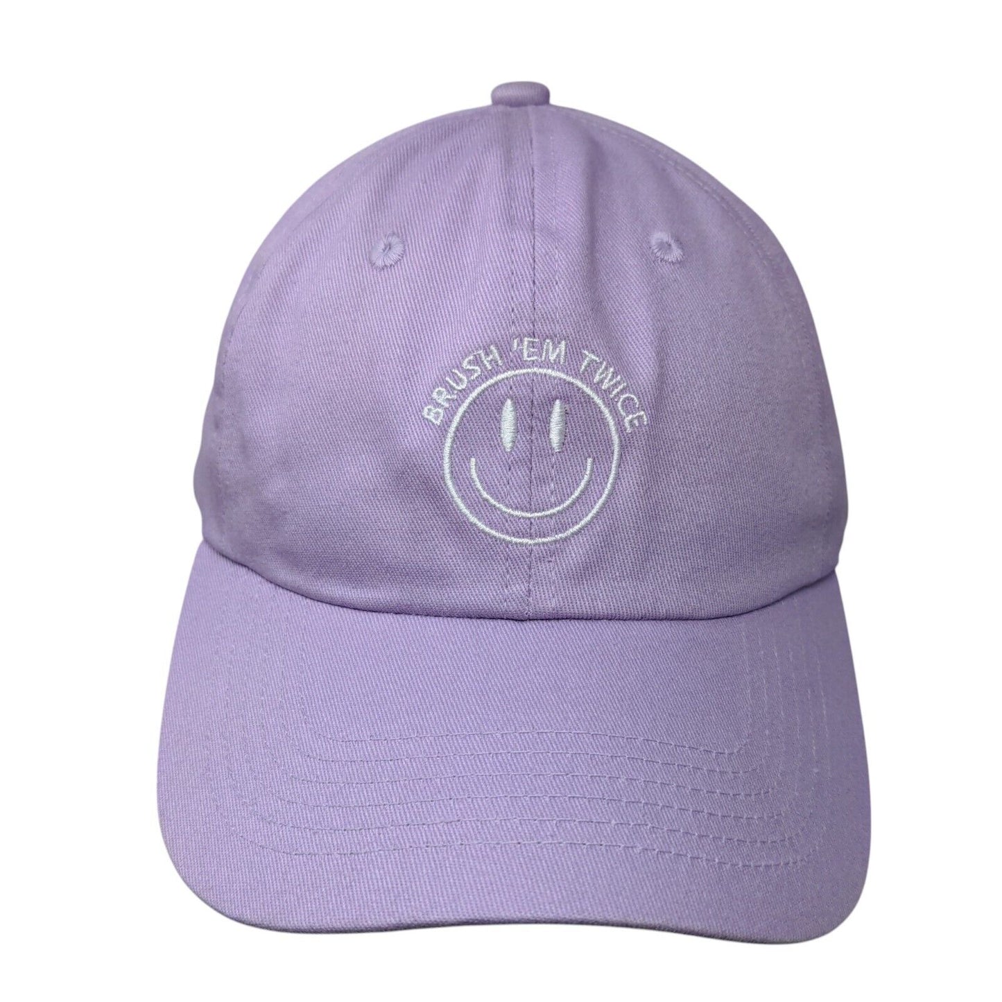 Smiley Brush 'Em Twice Slideback Hat Purple One Size Solid Embroidered