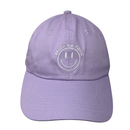 Smiley Brush 'Em Twice Slideback Hat Purple One Size Solid Embroidered