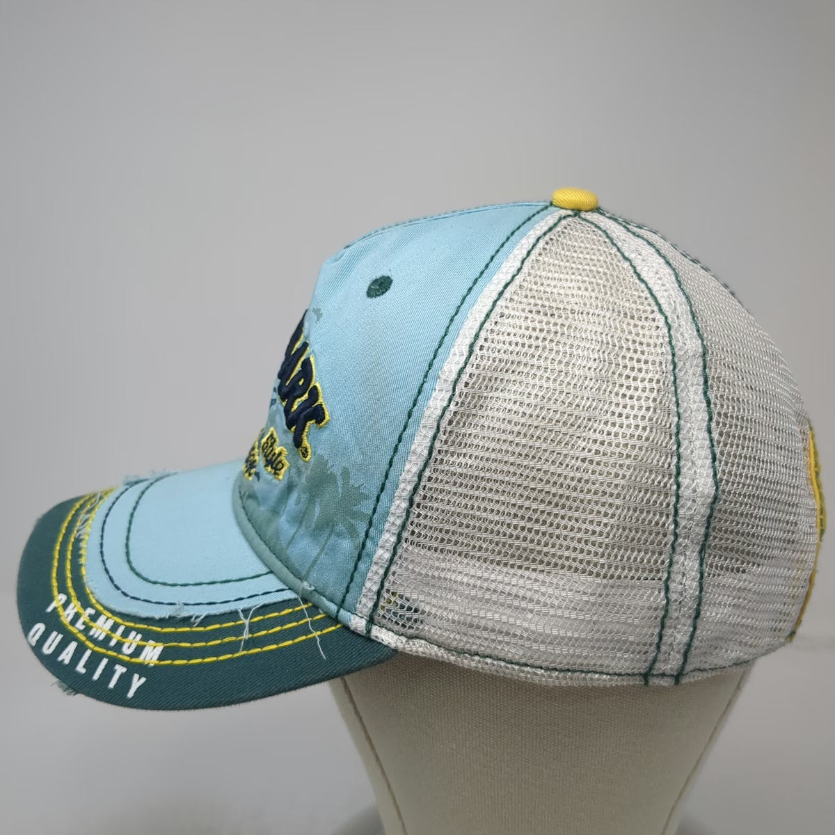 LandShark Trucker Hat Blue One Size Mesh Snapback Distressed Island Style Lager