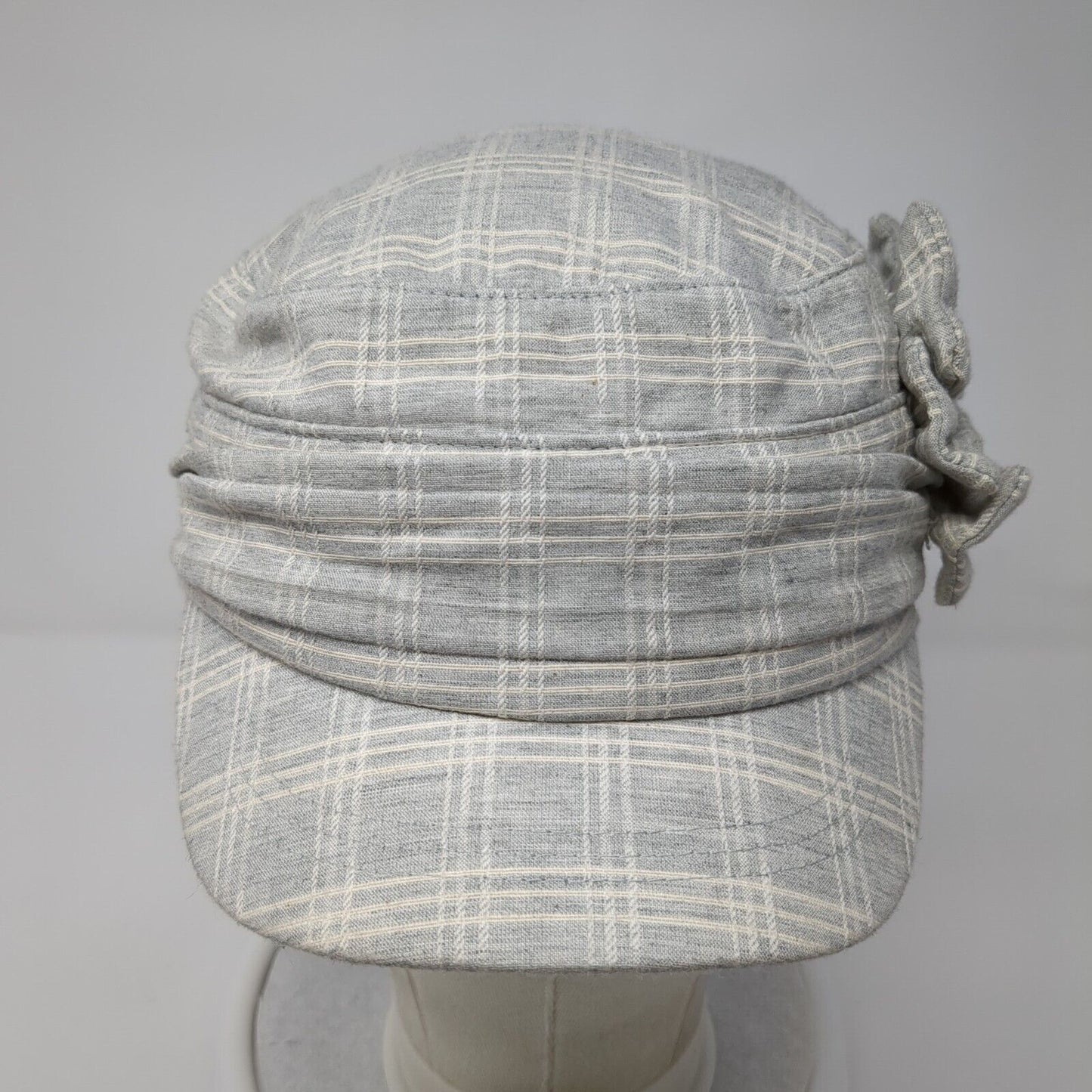 Unbranded Cadet Army Cap Gray One Size Stretch Lightweight Plaid Bow Tie
