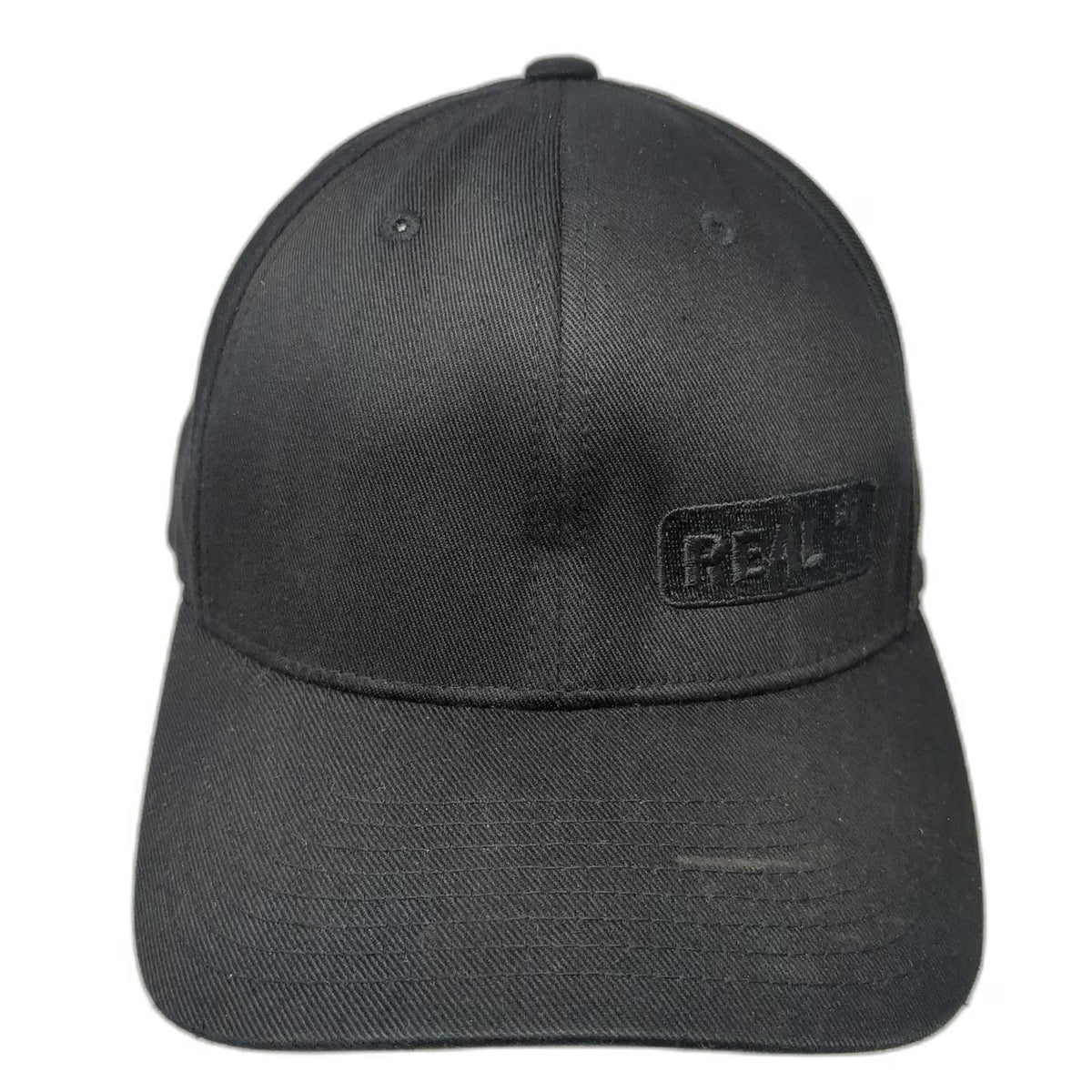 Flexfit Baseball Cap Black XL Curved Brim Underbrim Offset Logo Patch Hat