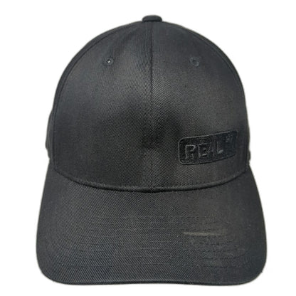 Flexfit Baseball Cap Black XL Curved Brim Underbrim Offset Logo Patch Hat