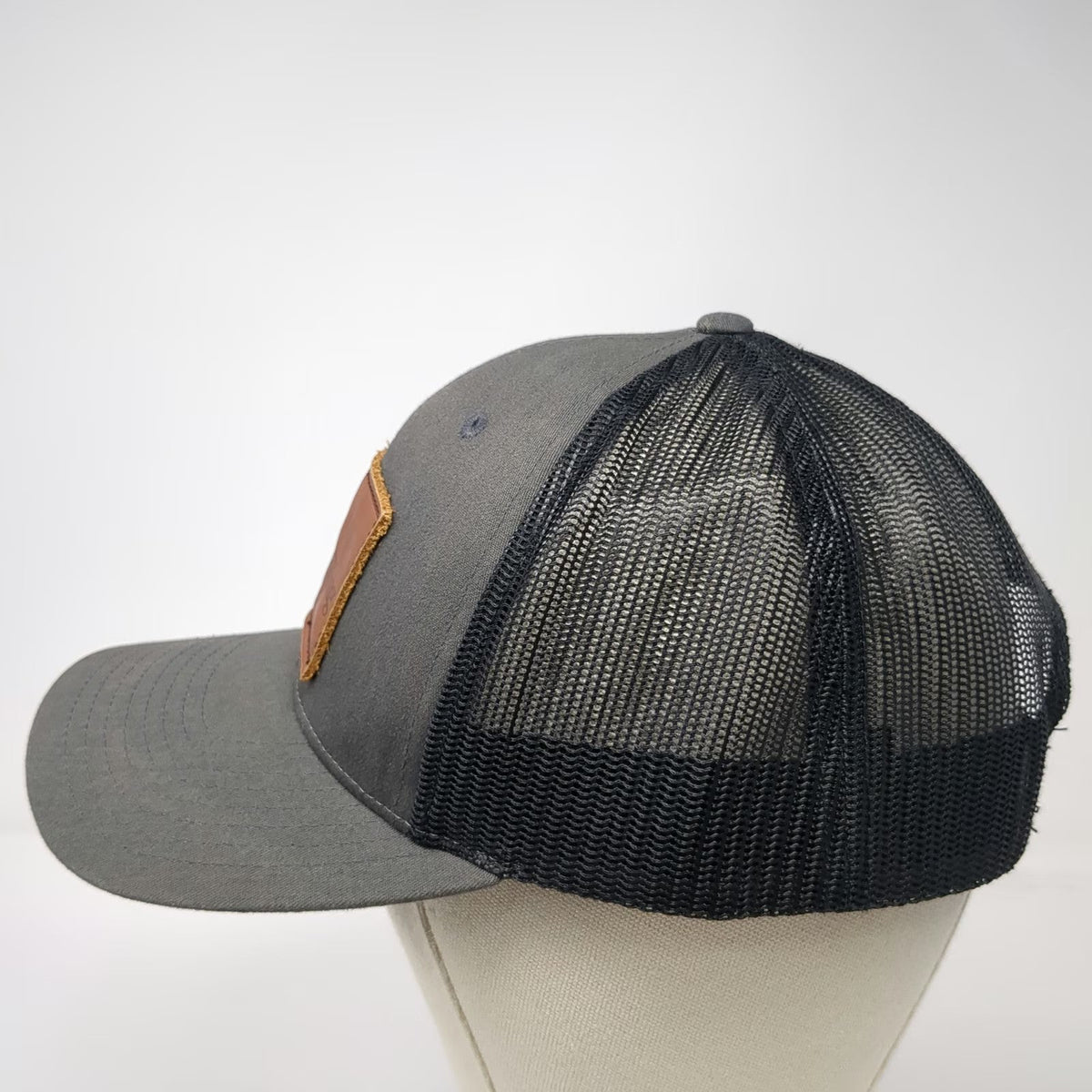 Richardson Trucker Hat Gray Black L Snapback Maine Drilling Blasting Leather