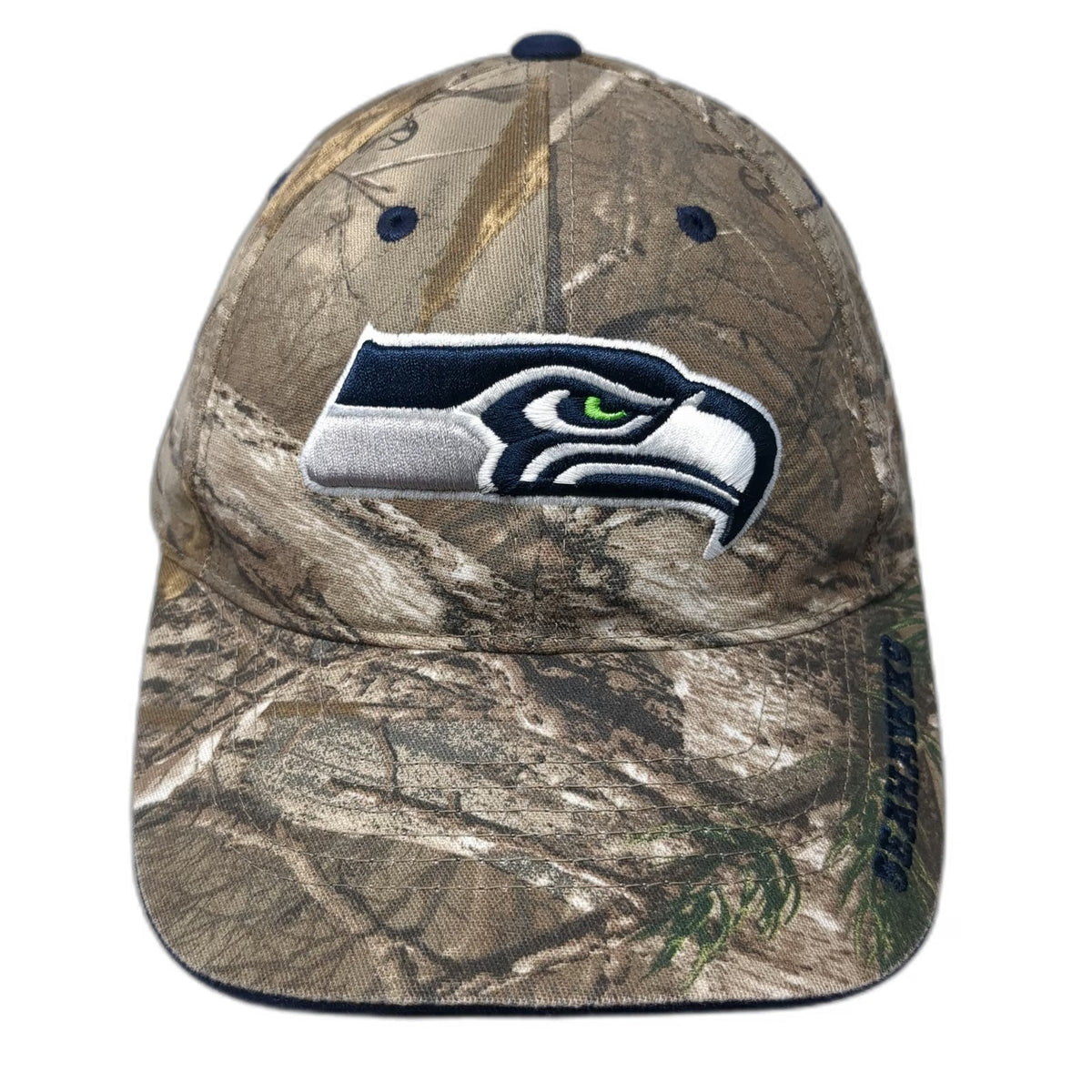 NFL Team Apparel Seattle Seahawks Cap Brown Camo One Size Strapback Curved Hat