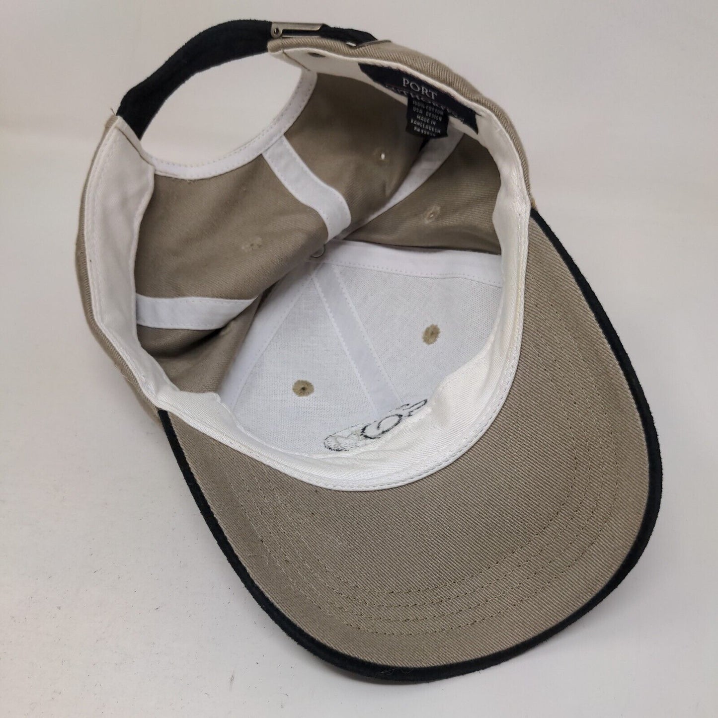 1250M Slideback Hat One Size Tan Embroidered Logo Vent Holes Port Authority