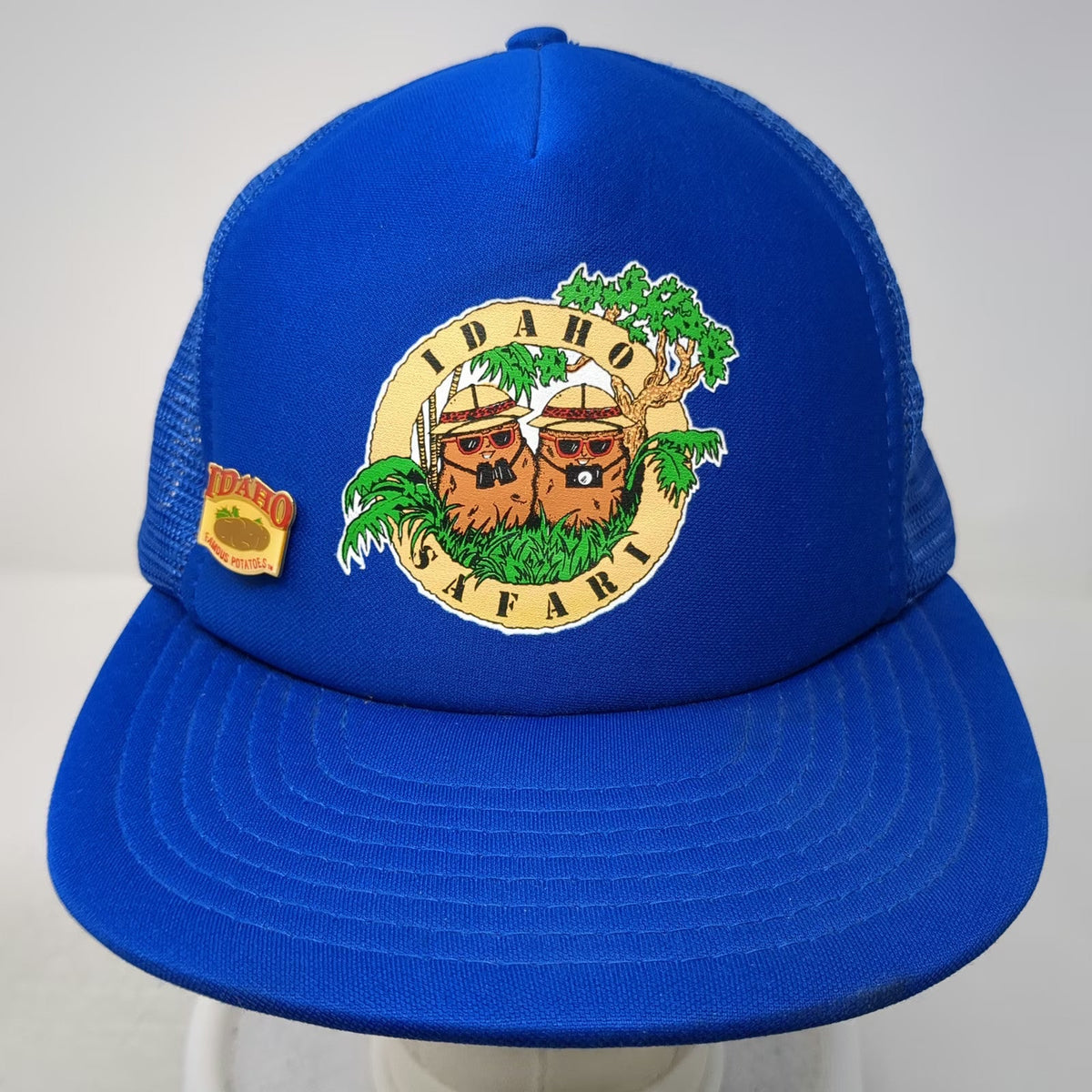Sportcap Trucker Hat Blue Idaho Safari Potato Mascot Mesh Snapback Vintage