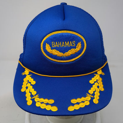 Bahamas Scrambled Eggs Trucker Hat Blue One Size Mesh Snapback Souvenir Captain