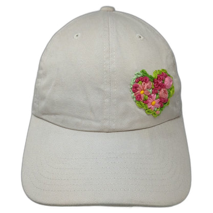 GADIEMKENSD Baseball Cap Beige One Size Embroidered Floral Heart Cotton Hat