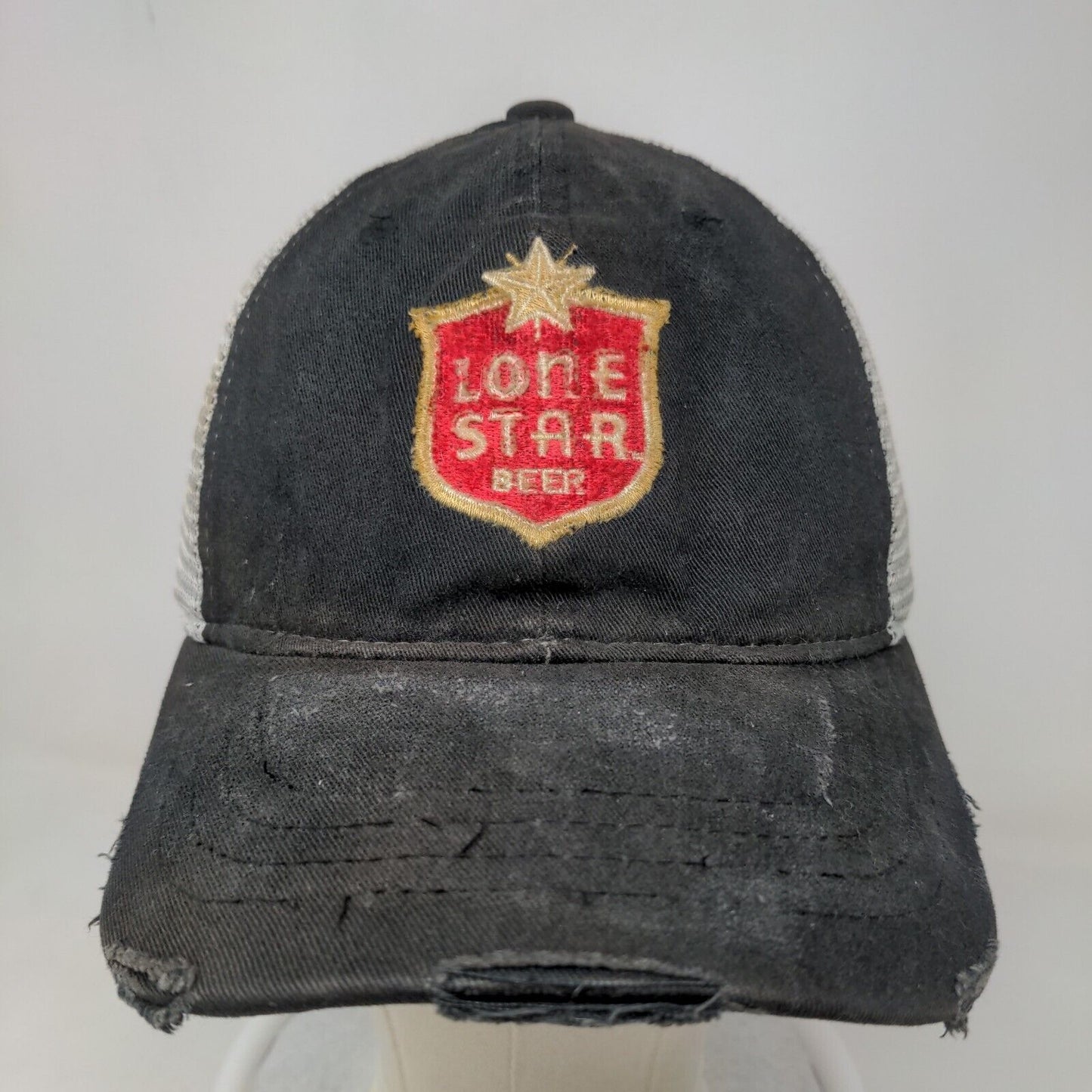 Lone Star Beer Men's Snapback Mesh Back Hat Black OS Distressed Embroidered Logo