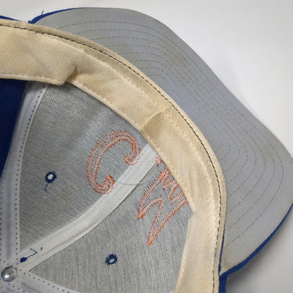 New Era Snapback Hat Blue L CM Logo Pro Model Made USA Flat Brim Vintage