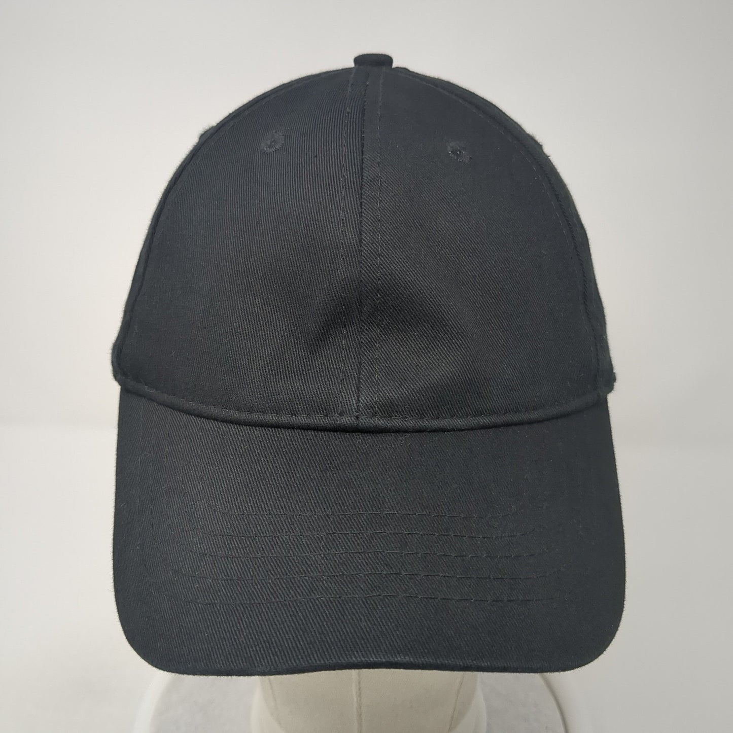Unbranded Strapback Hat Black Solid One Size Adjustable Outdoor 6 Panel