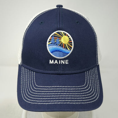 Ouray Sportswear Trucker Hat Blue White One Size Mesh Maine Sun Waves Trees hat