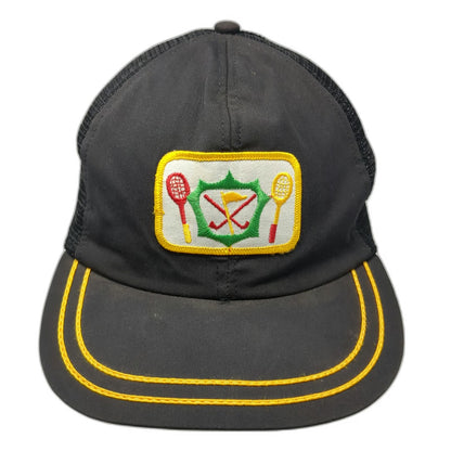 Black Trucker Hat Badminton Patch Snapback Mesh Green Underbrim Sport Vintage
