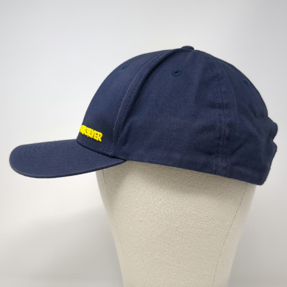 Quiksilver Snapback Blue One Size Hat Yellow Logo Structured Curved Brim 6-Panel