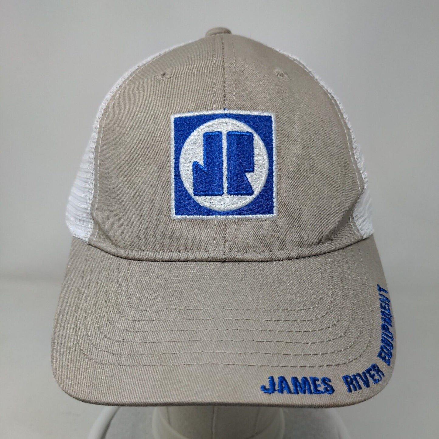 James River Equipment Strapback Trucker Hat Tan One Size Colorblock Mesh Back