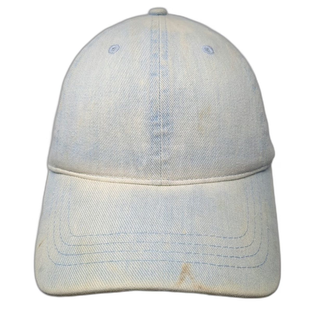 Mighty Fine Baseball Cap Blue One Size Cotton Leather Strap Brass Slideback Hat