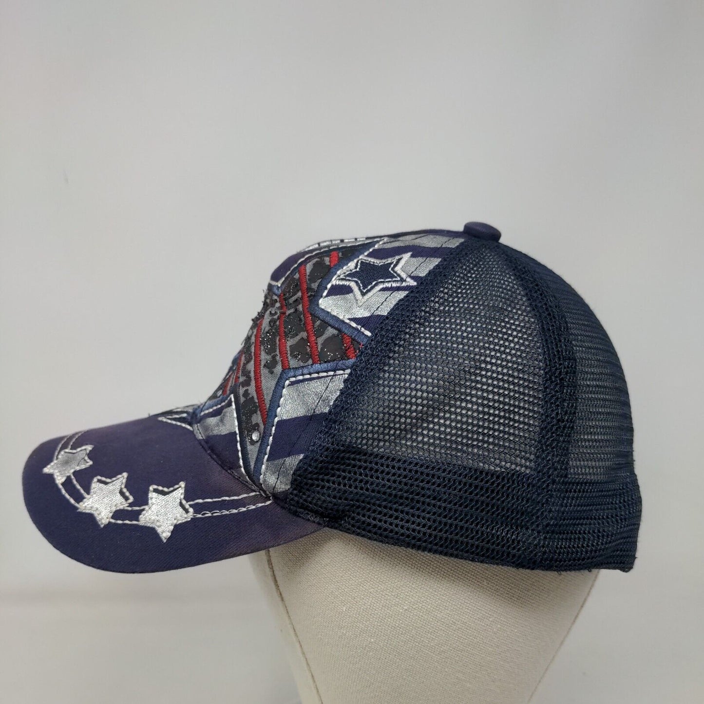 Unbranded Snapback Trucker Hat Blue One Size Mesh Back Embroidered Star