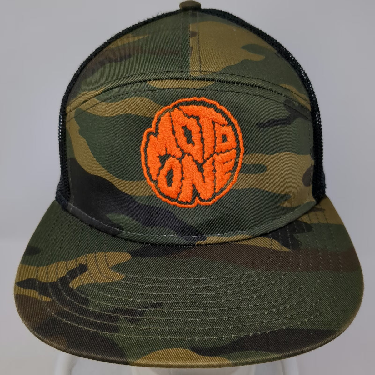 OTTO Trucker Hat Green Orange One Size Camo Mesh Snapback Moto Embroidered Logo