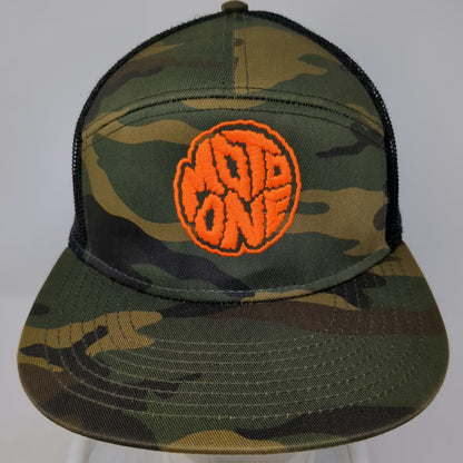 OTTO Trucker Hat Green Orange One Size Camo Mesh Snapback Moto Embroidered Logo
