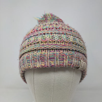 Unbranded Women's Cable Knit Beanie Hat Cap Rainbow Multicolor 100% Acrylic