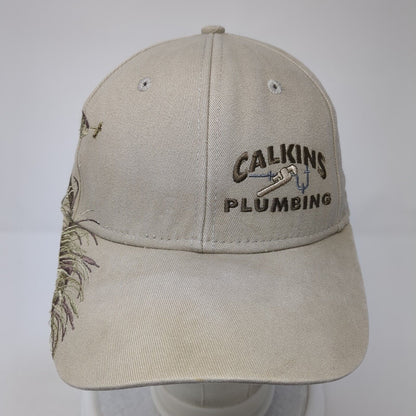 Calkins Plumbing Strapback Hat Tan One Size Adjustable Fish Dri-Duck
