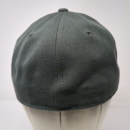 Decky Baseball Cap Gray 7 1/4 Fitted 6-Panel Flat Brim Solid Hat