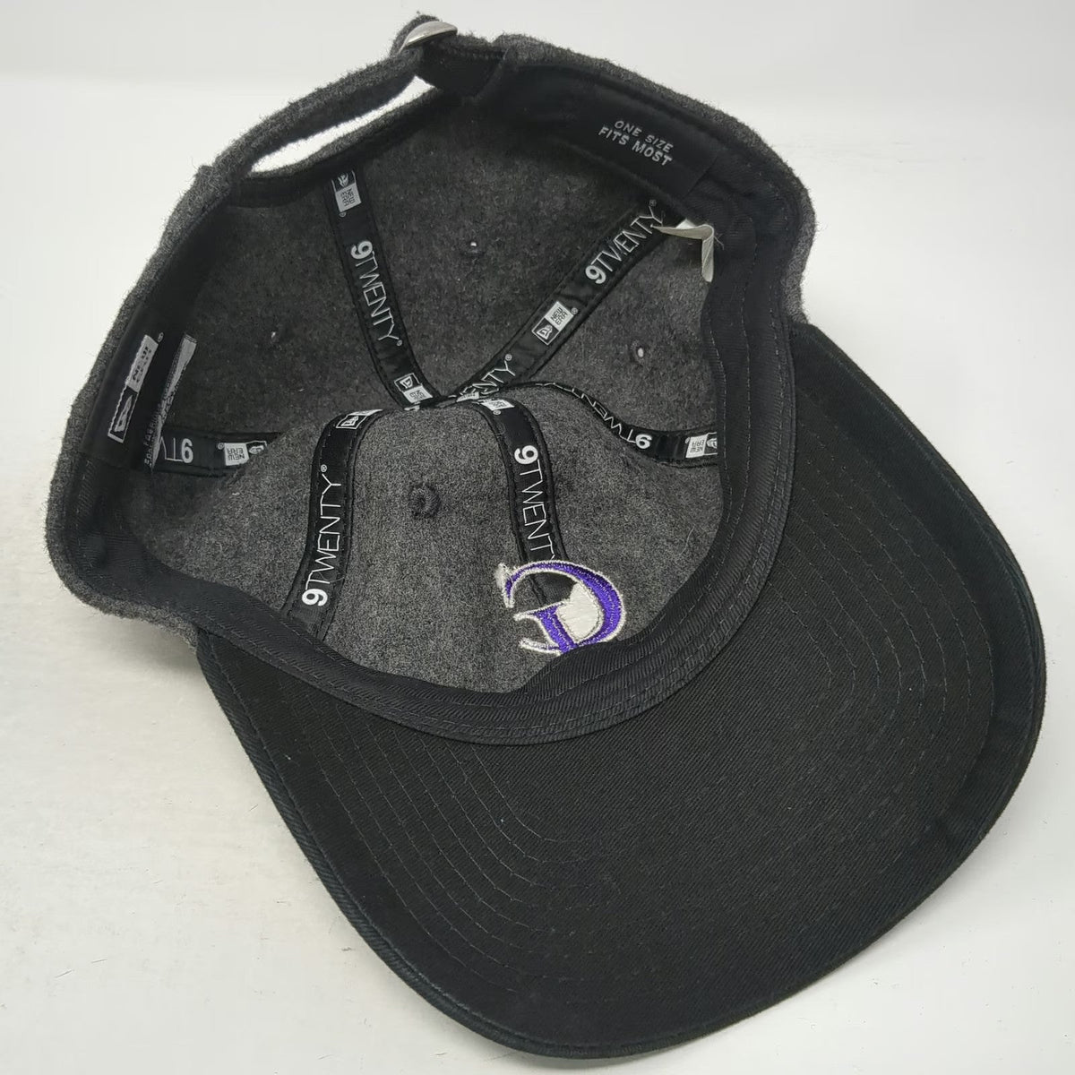 New Era Baseball Cap Gray Black One Size Wool Crown Embroidered CI Hat Slideback
